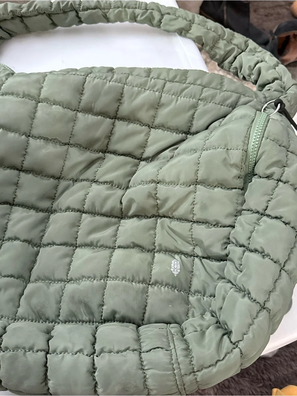 Free People Quilted Shoulder Bag in Sage